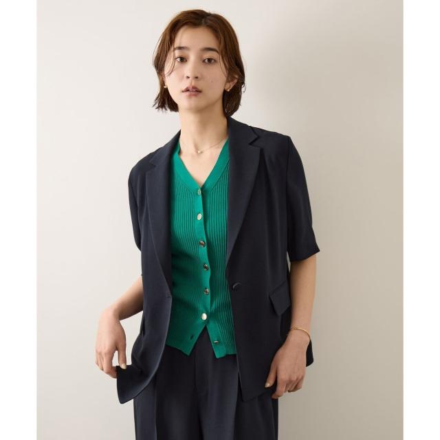 ロペ（ROPE’）/【洗える・カセット服・新色追加】トリアセバックサテン ハーフスリーブジャケット/セットアップ対応_14