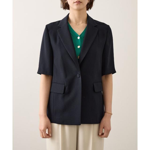 ロペ（ROPE’）/【洗える・カセット服・新色追加】トリアセバックサテン ハーフスリーブジャケット/セットアップ対応_18