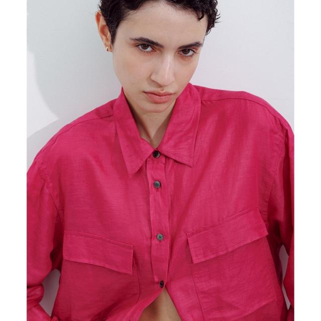 ロペ（ROPE'）/ブライトリネン フラップシャツブラウス/洗えるの通販は