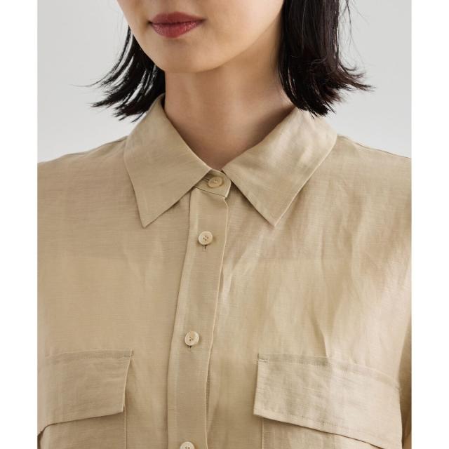 ロペ（ROPE'）/ブライトリネン フラップシャツブラウス/洗えるの通販は