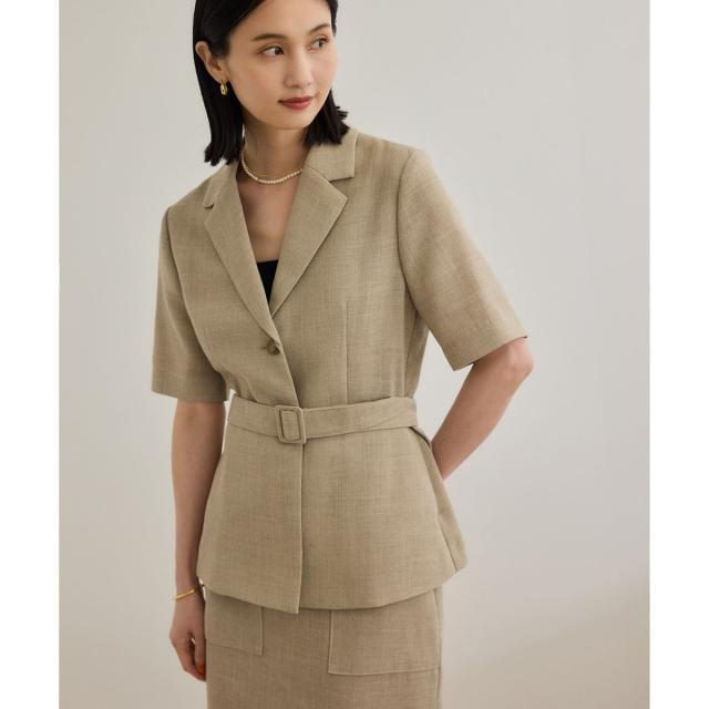 ロペ（ROPE’）/リネンライク ベルテッドジャケット/セットアップ対応