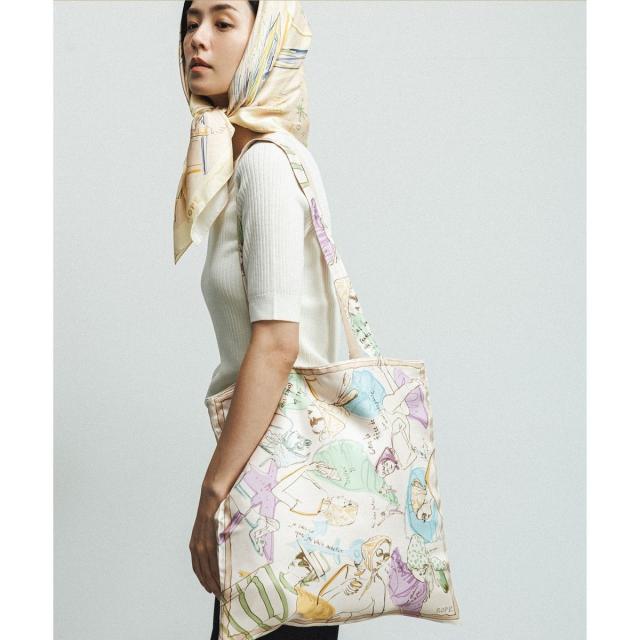 ロペ（ROPE’）/【YUKO SAEKI for ROPE’・コラボ】スカーフ柄プリント シルクトートバッグ【A4対応