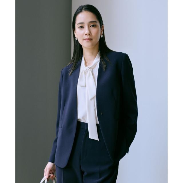 ロペ（ROPE’）/トリアセダブルクロス Ｖネックジャケット/イージーケア・セットアップ対応・25AW