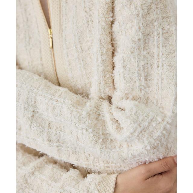 ロペ（ROPE'）/ツイードZIPノーカラーカーディガン/イージーケアの通販