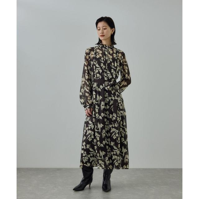 【新品】ROPÉ (ロペ)フラワープリントワンピース ロペ（ROPE'）/フラワープリントタックワンピース/イージーケアの通販