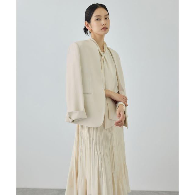 【NEW】ロペ（ROPE’）/トリアセダブルクロス Ｖネックジャケット/イージーケア・セットアップ対応・26SS