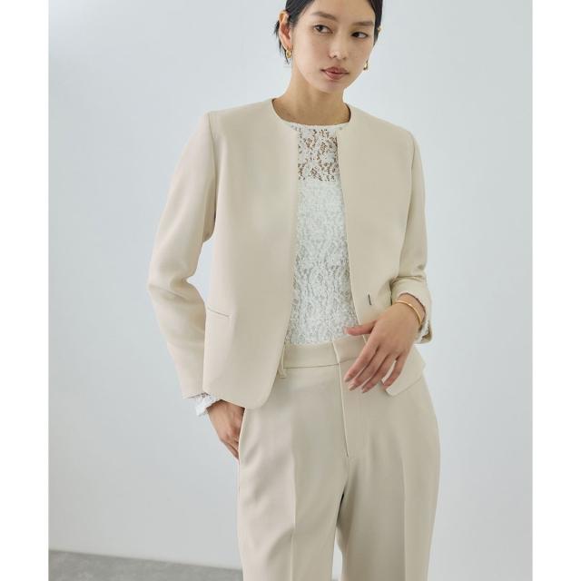 ロペ（ROPE’）/トリアセダブルクロス クルーネックジャケット/セットアップ対応・イージーケア・26SS