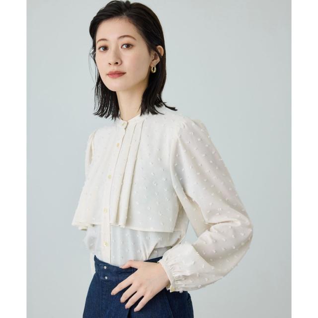 ロペ（ROPE’）/カットジャガードフリルブラウス/イージーケア