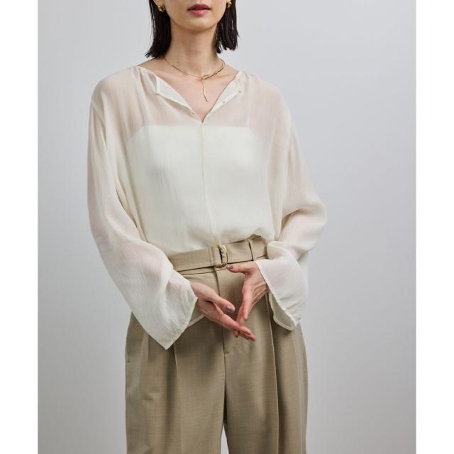 【NEW】ロペ（ROPE’）/【洗える・前後2WAY】楊柳プルオーバー シアーブラウス【WEB・一部店舗限定】