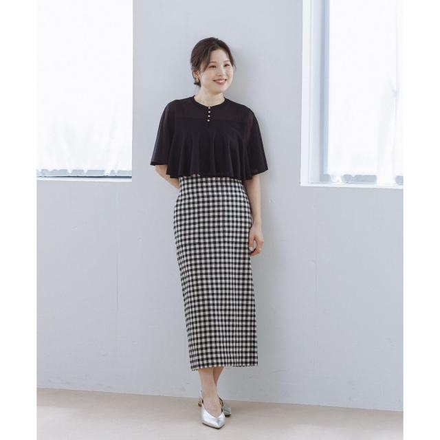 ロペ（ROPE’）/[美人スカート]別注リネン混ギンガムチェックポケット付きタイトスカート/26SS・イージーケア_1