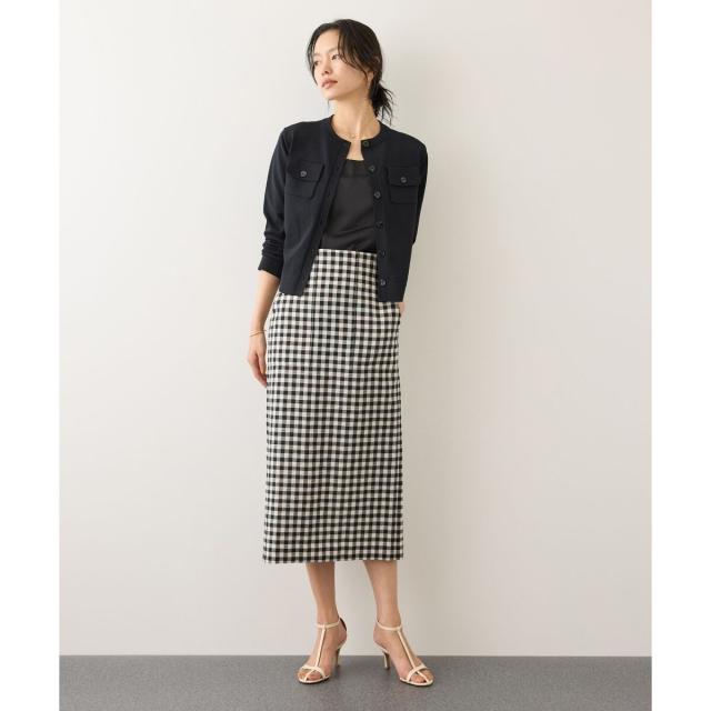 ロペ（ROPE’）/[美人スカート]別注リネン混ギンガムチェックポケット付きタイトスカート/26SS・イージーケア_4
