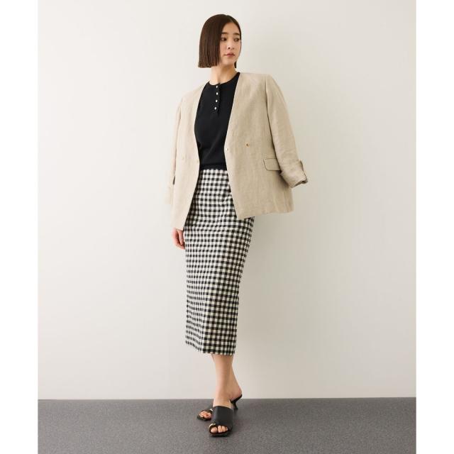 ロペ（ROPE’）/[美人スカート]別注リネン混ギンガムチェックポケット付きタイトスカート/26SS・イージーケア_7