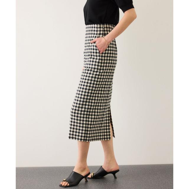 ロペ（ROPE’）/[美人スカート]別注リネン混ギンガムチェックポケット付きタイトスカート/26SS・イージーケア_10
