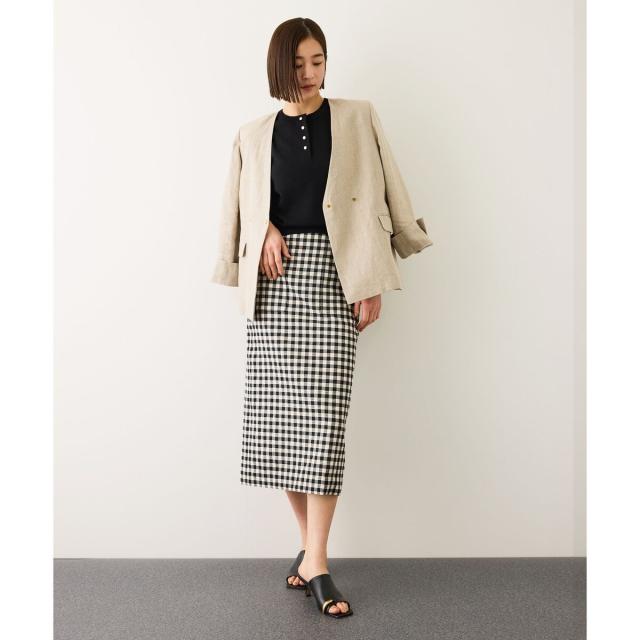 ロペ（ROPE’）/[美人スカート]別注リネン混ギンガムチェックポケット付きタイトスカート/26SS・イージーケア_11