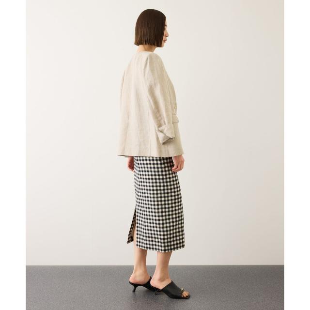 ロペ（ROPE’）/[美人スカート]別注リネン混ギンガムチェックポケット付きタイトスカート/26SS・イージーケア_12