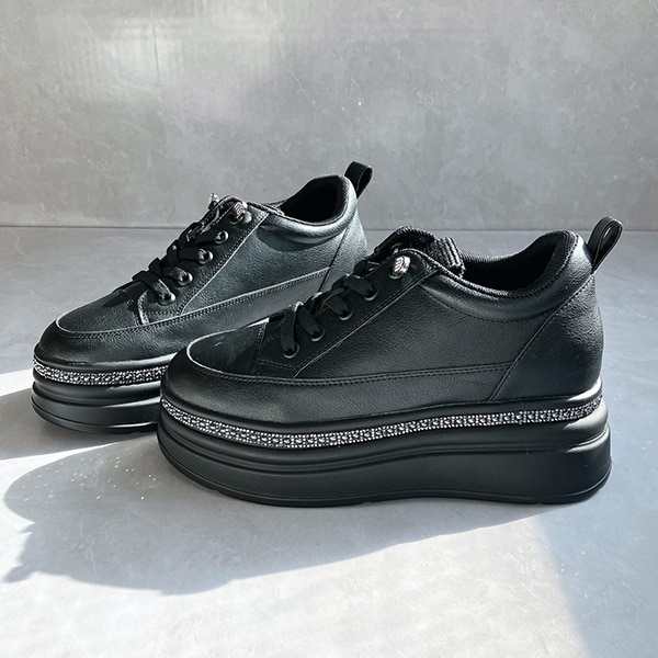 ヌーベルヴォーグ リラックス（NOUBEL VOUG Relax）/厚底 ラインストーン レースアップスニーカー