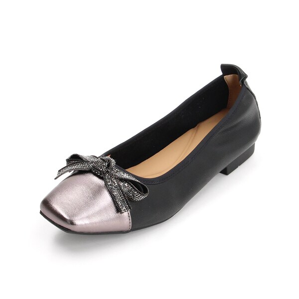 ヌーベルヴォーグ リラックス（NOUBEL VOUG Relax）/【25秋冬新作】スクエアトゥ リボン フラット レザーパンプス ヌーベルヴォーグ リラックス（NOUBEL VOUG Relax）/【25秋冬新作