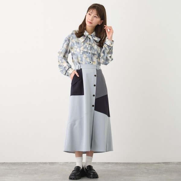 NICOLE CLUB（NICOLE CLUB）/アシンメトリーバイカラースカート