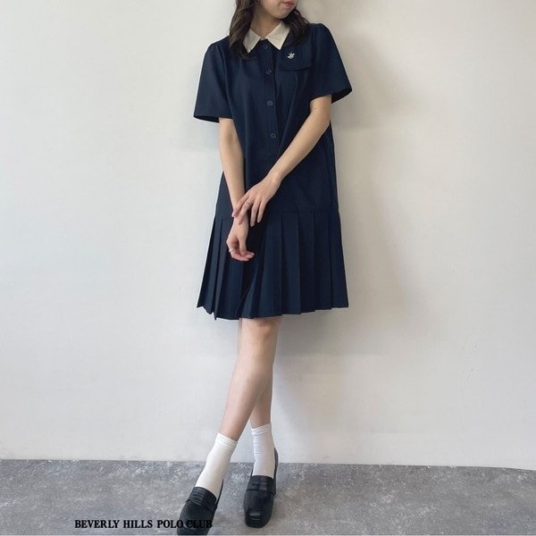 NICOLE CLUB（NICOLE CLUB）/新色追加【BEVERLY HILLS POLO CLUB】プリーツヘム半袖ワンピース
