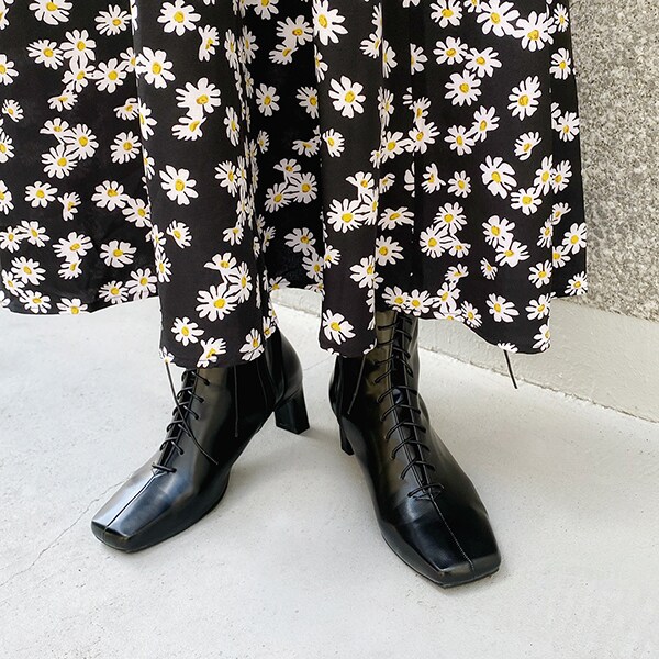 マミアン（MAMIAN）/美人百花掲載＊ スクエアトゥ レースアップ ショートブーツ /5403の通販は 9,086円