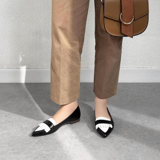 マミアン（MAMIAN）/【人気のデザインが復刻】25春夏◆ ポインテッドトゥ フリンジ ローファー/カジュアル 8,910円