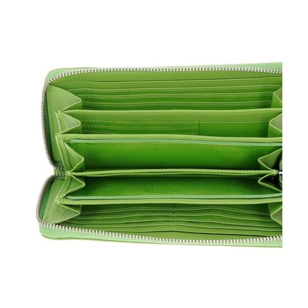 LANVIN グリーンレザー 長財布 LANVIN en Bleu リュクサンブールカラー