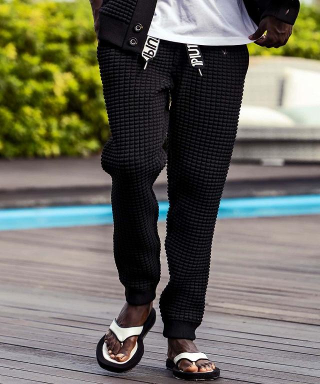 ウノピゥウノウグァーレトレ リラックス（1PIU1UGUALE3 RELAX）/1PIU1UGUALE3 RELAX スピンドルロゴワッフルロングパンツ