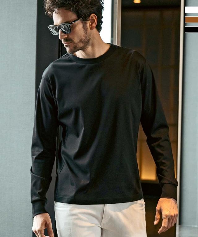 ウノピゥウノウグァーレトレ リラックス（1PIU1UGUALE3 RELAX）/1PIU1UGUALE3 RELAX ダブルシルケットベーシックロングTシャツ