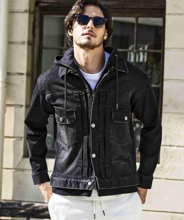 【NEW】ウノピゥウノウグァーレトレ リラックス（1PIU1UGUALE3 RELAX）/1PIU1UGUALE3 RELAX デニムジャケットフーディー