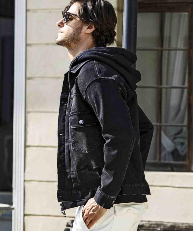 【NEW】ウノピゥウノウグァーレトレ リラックス（1PIU1UGUALE3 RELAX）/1PIU1UGUALE3 RELAX デニムジャケットフーディー