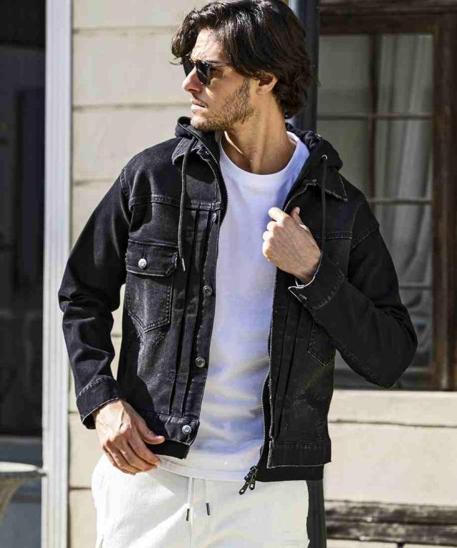 【NEW】ウノピゥウノウグァーレトレ リラックス（1PIU1UGUALE3 RELAX）/1PIU1UGUALE3 RELAX デニムジャケットフーディー