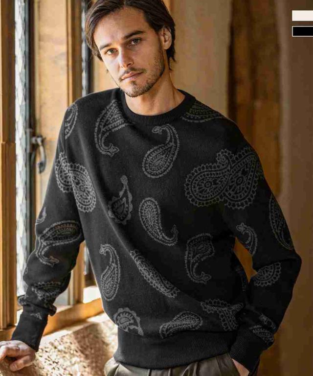 ウノピゥウノウグァーレトレ リラックス（1PIU1UGUALE3 RELAX）/1PIU1UGUALE3 RELAX ペイズリークルーネックニット