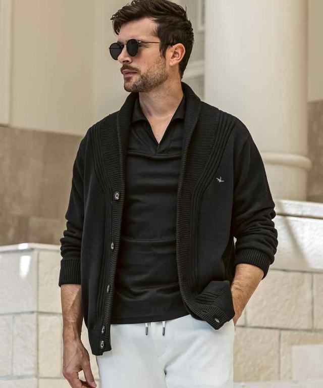 ウノピゥウノウグァーレトレ リラックス（1PIU1UGUALE3 RELAX）/1PIU1UGUALE3 RELAX ショールカラーセンターリブニットカーディガン