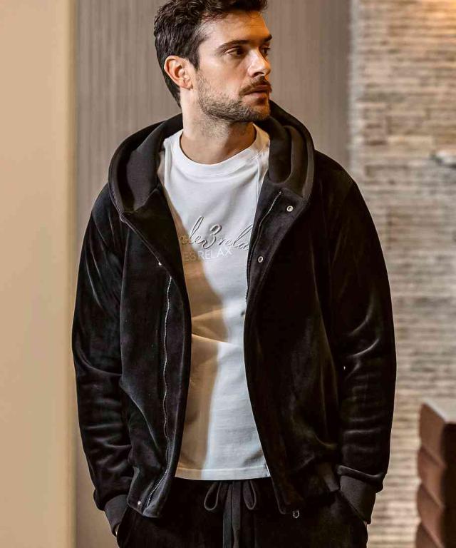 ウノピゥウノウグァーレトレ リラックス（1PIU1UGUALE3 RELAX）/1PIU1UGUALE3 RELAX ヘビーベロアラップパーカー