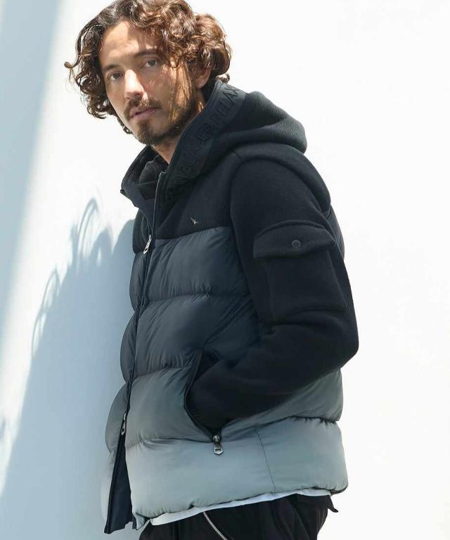 ウノピゥウノウグァーレトレ リラックス（1PIU1UGUALE3 RELAX）/1PIU1UGUALE3 RELAX グラデーションニットコンビパデッドジャケット【L…