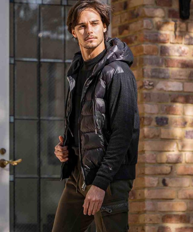 ウノピゥウノウグァーレトレ リラックス（1PIU1UGUALE3 RELAX）/1PIU1UGUALE3 RELAX ブラックジャガードパデッドパーカー_10
