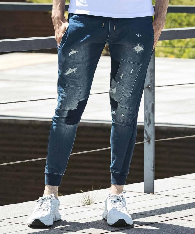 ウノピゥウノウグァーレトレ リラックス（1PIU1UGUALE3 RELAX）/1PIU1UGUALE3 RELAX(ウノピゥウノウグァーレトレ)ダメージジョグパンツ