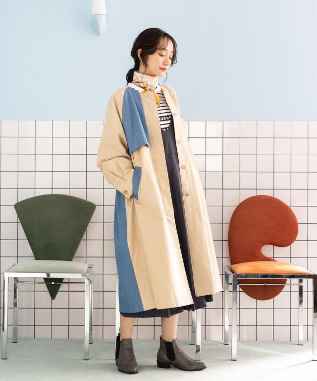 サブ ストリート（sab street）/【大きいサイズ】 15号(3L) FONTLAB デニム切替ノーカラーコート