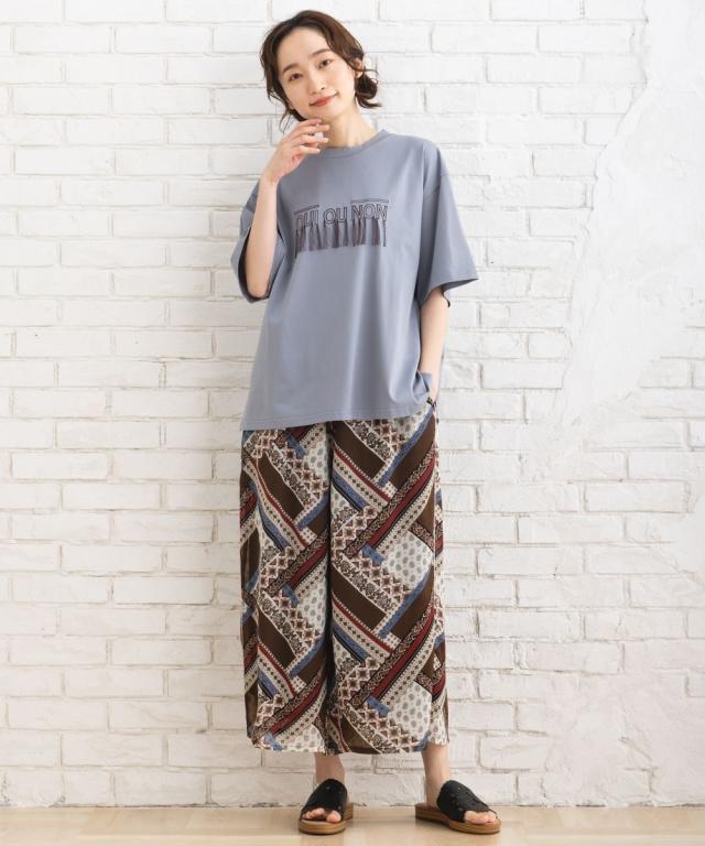 【大きいサイズ】 9号・15号(M・3L) FONTLAB フリンジロゴシルケットTシャツ サブ ストリート（sab street）/【大きいサイズ】 9号・15号(M