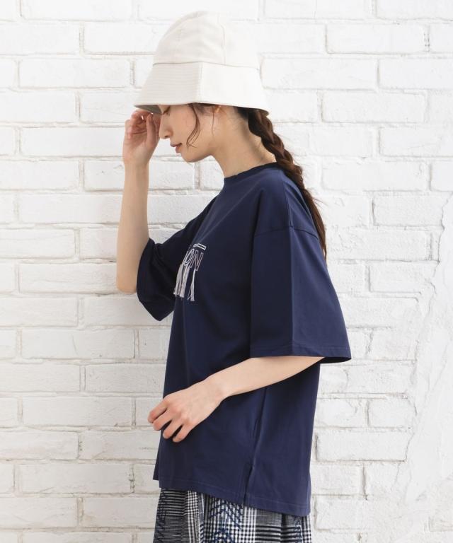 【大きいサイズ】 9号・15号(M・3L) FONTLAB フリンジロゴシルケットTシャツ サブ ストリート（sab street）/【大きいサイズ】 9号・15号(M