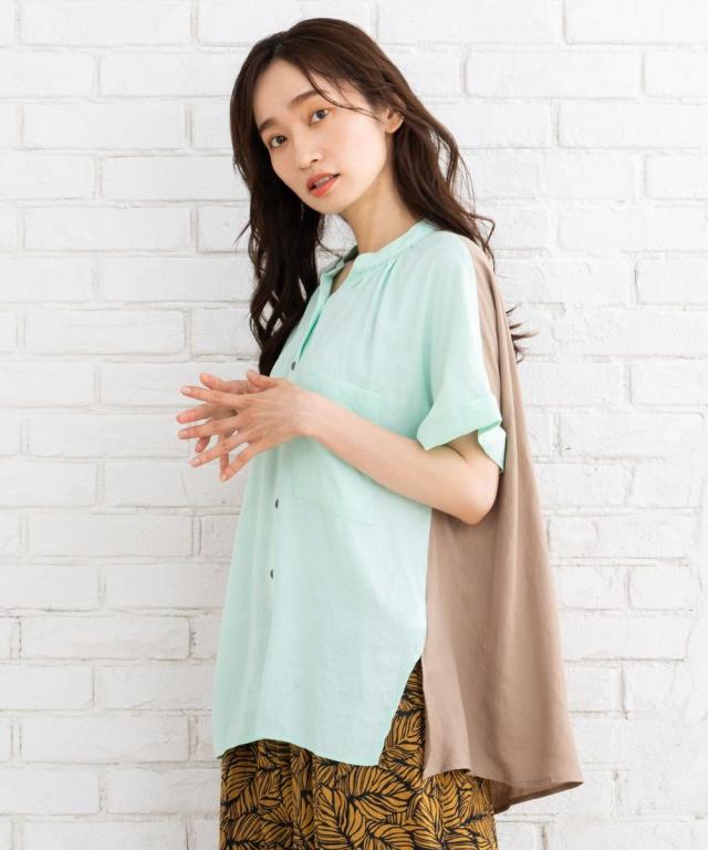 サブ ストリート（sab street）/【大きいサイズ】 9号・15号(M・3L) FONTLAB リネンタッチバイカラーシャツ