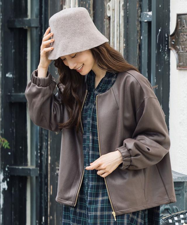 サブストリート（sab street）/【大きいサイズ】 9号・15号・19号 FONTLAB マシュマロレザーライクブルゾン