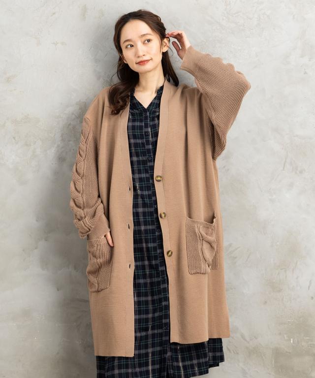ICHI イチ ウールアルパカ混ブークレニットカーディガン レディース ピン付き アウター 羽織り 重ね着 ふんわりニット ICHI イチ ウールアルパカ混ブークレニットカーディガン