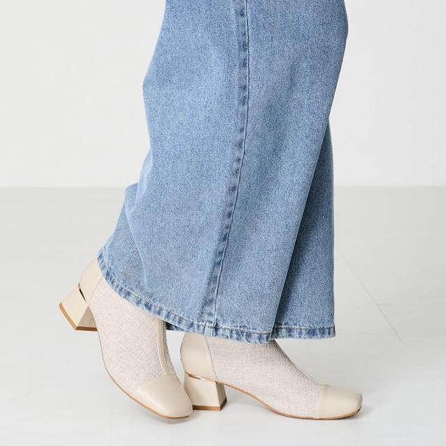 オリエンタルトラフィック（ORiental TRaffic）/ツイード切替スクエアトゥブーツ/41404