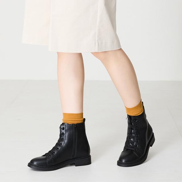 オリエンタルトラフィック（ORiental TRaffic）/【ゴム紐で着脱しやすい！】ゴムレースアップショートブーツ/42401