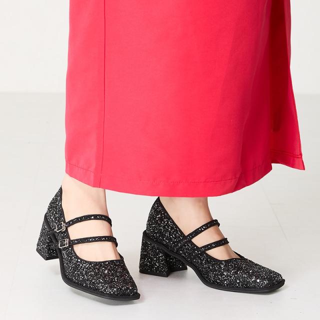 オリエンタルトラフィック（ORiental TRaffic）/ダブルストラップグリッターパンプス/41293の通販は