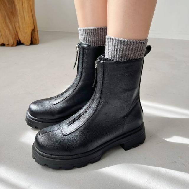 オリエンタルトラフィック（ORiental TRaffic）/軽量 厚底 ふかふかクッションで歩きやすい【25秋冬新作】フロントジップショートブー…