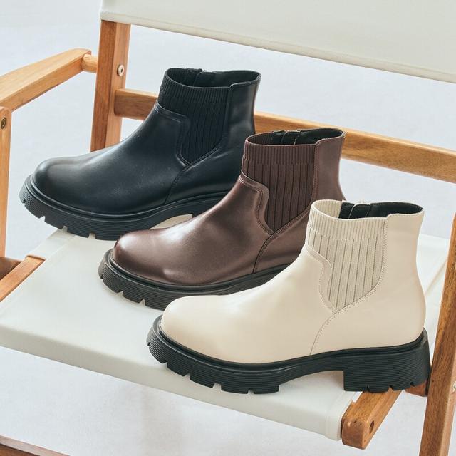 オリエンタルトラフィック（ORiental TRaffic）/柔らかニットブーツ【25秋冬新作】ニットドッキングタンクソールブーツ/51412