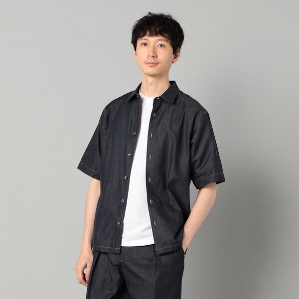 コムサ・メン（COMME CA MEN）/岡山織り超長綿高密度デニム レギュラーカラー半袖シャツ