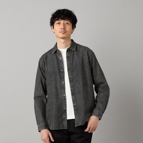 コムサ・メン（COMME CA MEN）/エイジング加工デニム レギュラーカラーシャツ